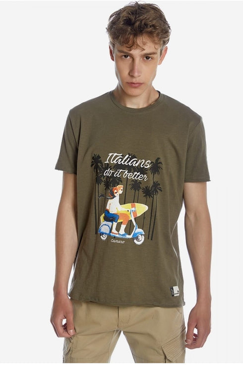 Ανδρικό t-shirt Κοντό Μανίκι Χακί Italians CAMARO